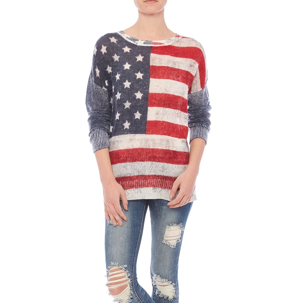 Skull Cashmere American Flag Sweater